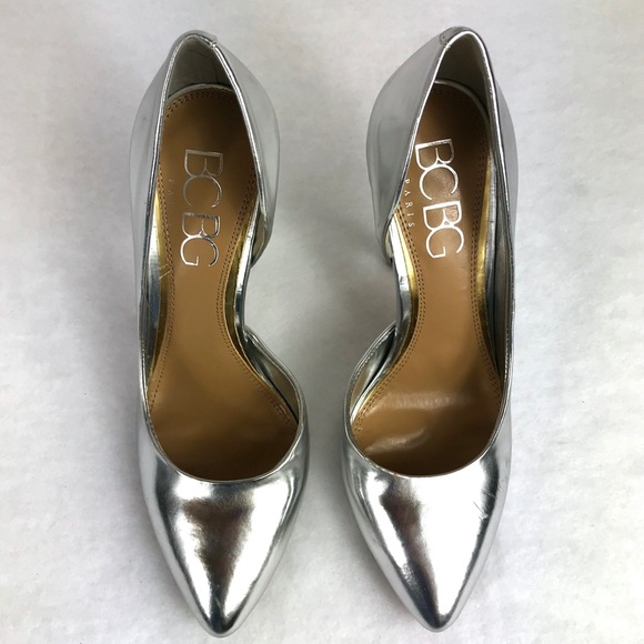 BCBG Silver Jaze Metallic Pump Heel Shoe Size 6.5 - Picture 5 of 8